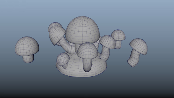 Stylized mushrooms  mycelium  game ready