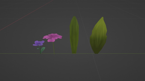 Stylized Plant and Flowers - Low Poly 3D Model