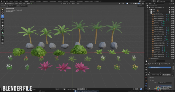 Stylized Tropical Nature and Foliage Kit