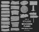 STYLIZED WOODEN PLANK MEGA PACK 4 IN ONE  73 BRUSHES