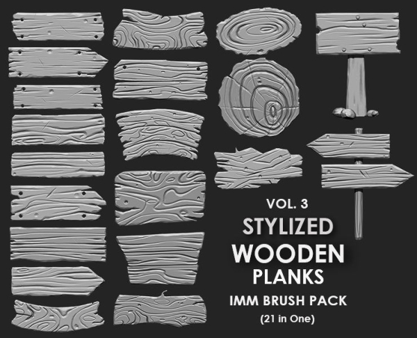 STYLIZED WOODEN PLANK MEGA PACK 4 IN ONE  73 BRUSHES