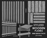 STYLIZED WOODEN PLANK MEGA PACK 4 IN ONE  73 BRUSHES