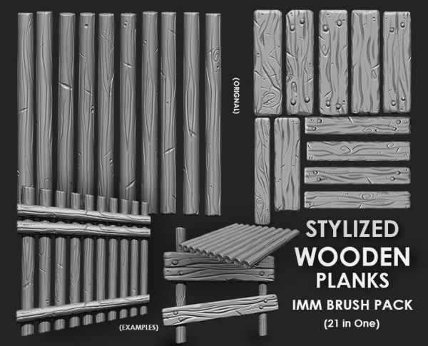 STYLIZED WOODEN PLANK MEGA PACK 4 IN ONE  73 BRUSHES
