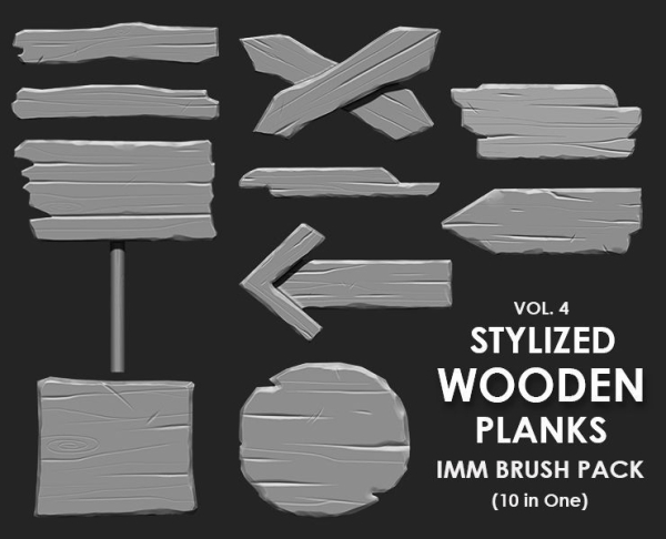 STYLIZED WOODEN PLANK MEGA PACK 4 IN ONE  73 BRUSHES