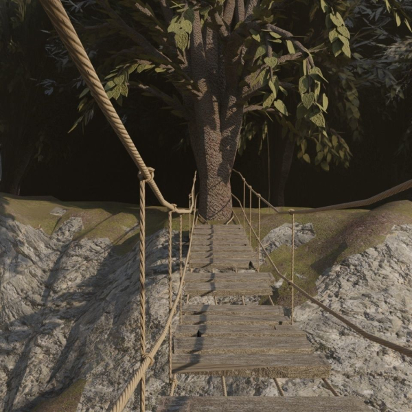 Suspension rope bridge animated