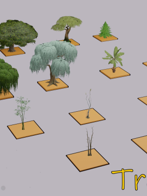 Tree set Low-poly 3D model