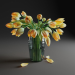 Tulips in a vase bloom 3D model