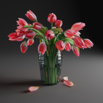 Tulips in a vase bloom 3D model