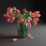 Tulips in a vase bloom 3D model