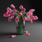 Tulips in a vase bloom 3D model