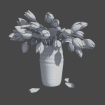 Tulips in a vase bloom 3D model