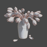 Tulips in a vase bloom 3D model