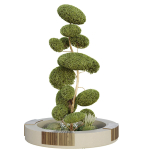 Urban environment set of green plant benches 10