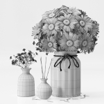 Vase set 1 daisies in