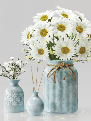 Vase set 1 daisies in