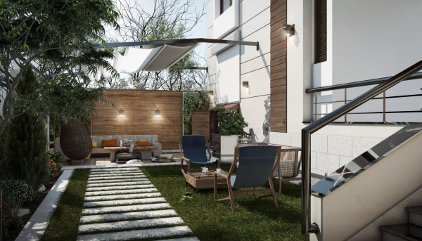 Villa garden landscape - 3D model