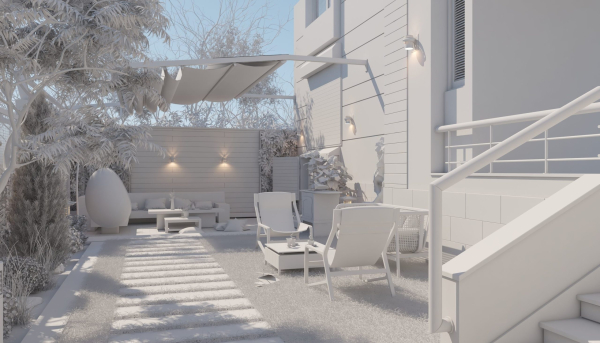Villa garden landscape - 3D model