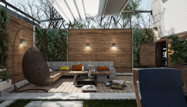 Villa garden landscape - 3D model
