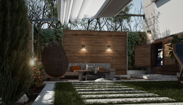 Villa garden landscape - 3D model
