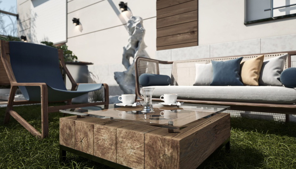 Villa garden landscape - 3D model