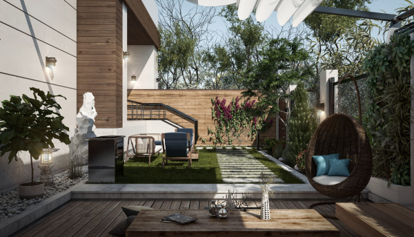 Villa garden landscape - 3D model