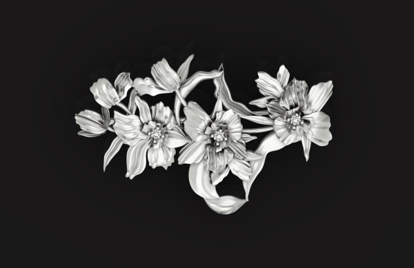 vintage brooch flower orchid 766
