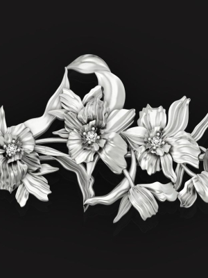 vintage brooch flower orchid 766