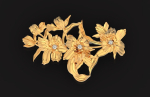 vintage brooch flower orchid 766
