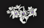 vintage brooch flower orchid 766