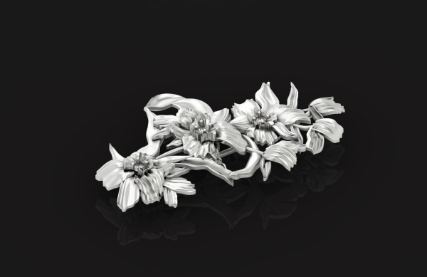 vintage brooch flower orchid 766