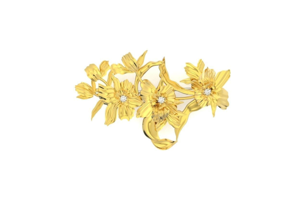 vintage brooch flower orchid 766