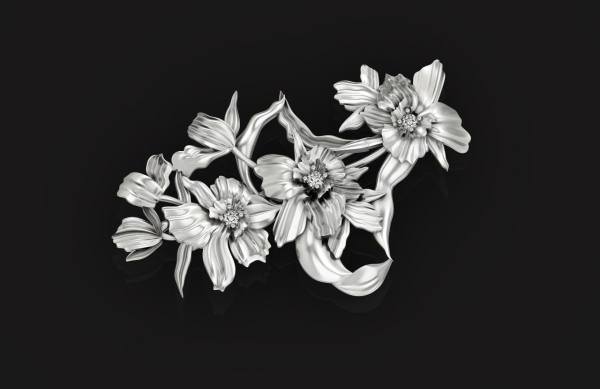vintage brooch flower orchid 766