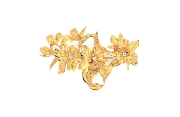 vintage brooch flower orchid 766