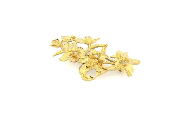 vintage brooch flower orchid 766