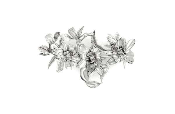 vintage brooch flower orchid 766