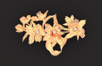 vintage brooch flower orchid 766