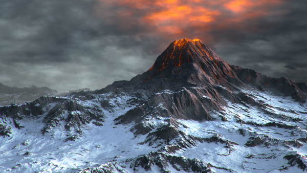 Volcano with Summer and Winter Textures