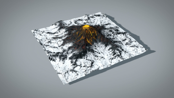 Volcano with Summer and Winter Textures