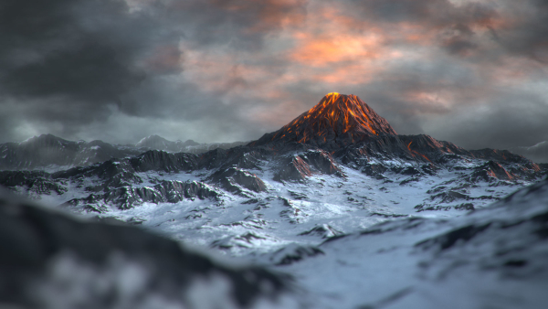 Volcano with Summer and Winter Textures