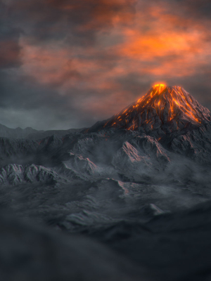 Volcano with Summer and Winter Textures