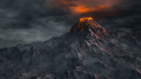 Volcano with Summer and Winter Textures