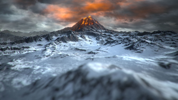 Volcano with Summer and Winter Textures