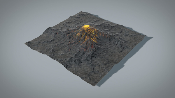 Volcano with Summer and Winter Textures