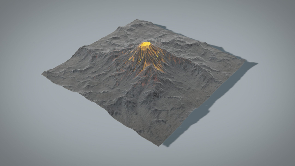Volcano with Summer and Winter Textures