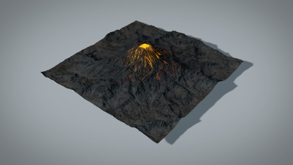 Volcano with Summer and Winter Textures