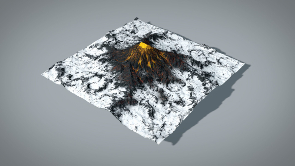 Volcano with Summer and Winter Textures