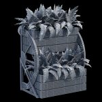 Wagon wooden planter with ferns in it