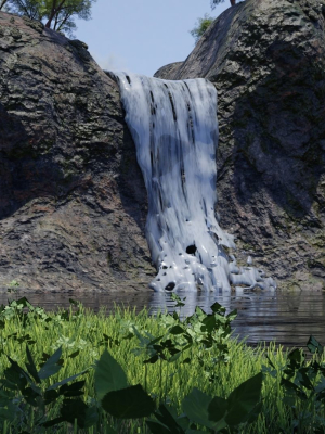 waterfall-scene-3d-model-obj-fbx-blend-dae