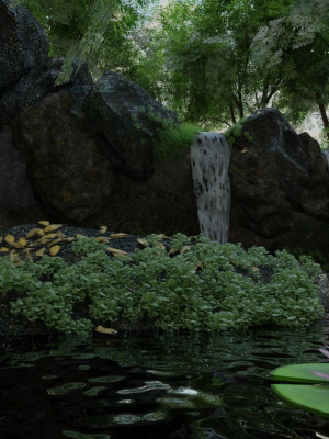 waterfall-scene-3d-model-obj-fbx-blend-dae