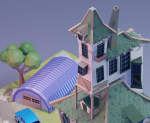 low poly Gameasset3 house with car